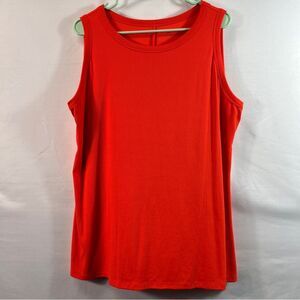 Lane Bryant Womens Orange Fitted High-Neck Ribbed Tank 0622